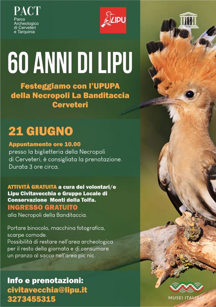 LIPU celebra 60 anni con l’Upupa alla Necropoli della Banditaccia