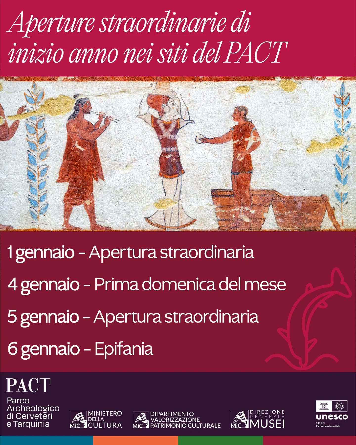 Scopri di più sull'articolo Aperture straordinarie di inizio anno nei siti archeologici del PACT