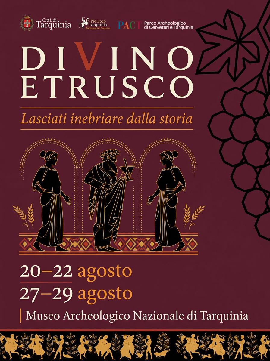 Scopri di più sull'articolo Divino Etrusco 2026: al Museo Archeologico Nazionale di Tarquinia il vino incontra la storia