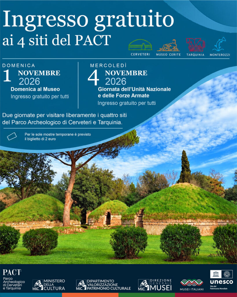 Ingresso gratuito ai 4 siti del PACT nei giorni 1 e 4 Novembre 2026.